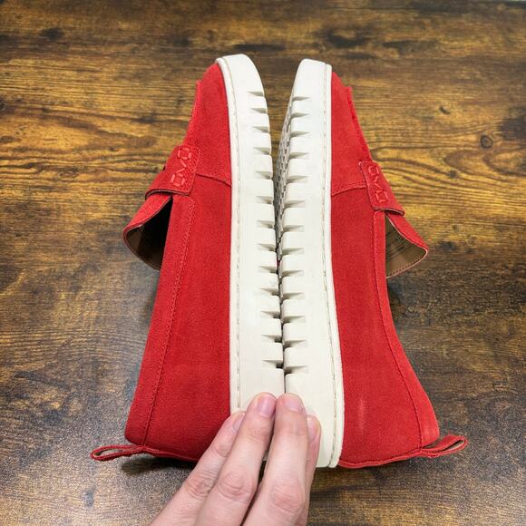 Vionic Women Size 9 Shoes Uptown Penny Loafers Red Suede Flexible Comfort Travel - Picture 5 of 8